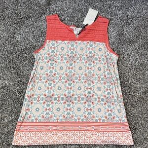 Lila Rose Coral and Ivory Printed Sleeveless Tank